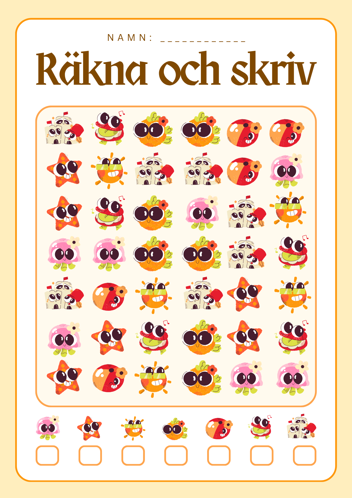 Räkna färglägg och skriv - 0 - 20