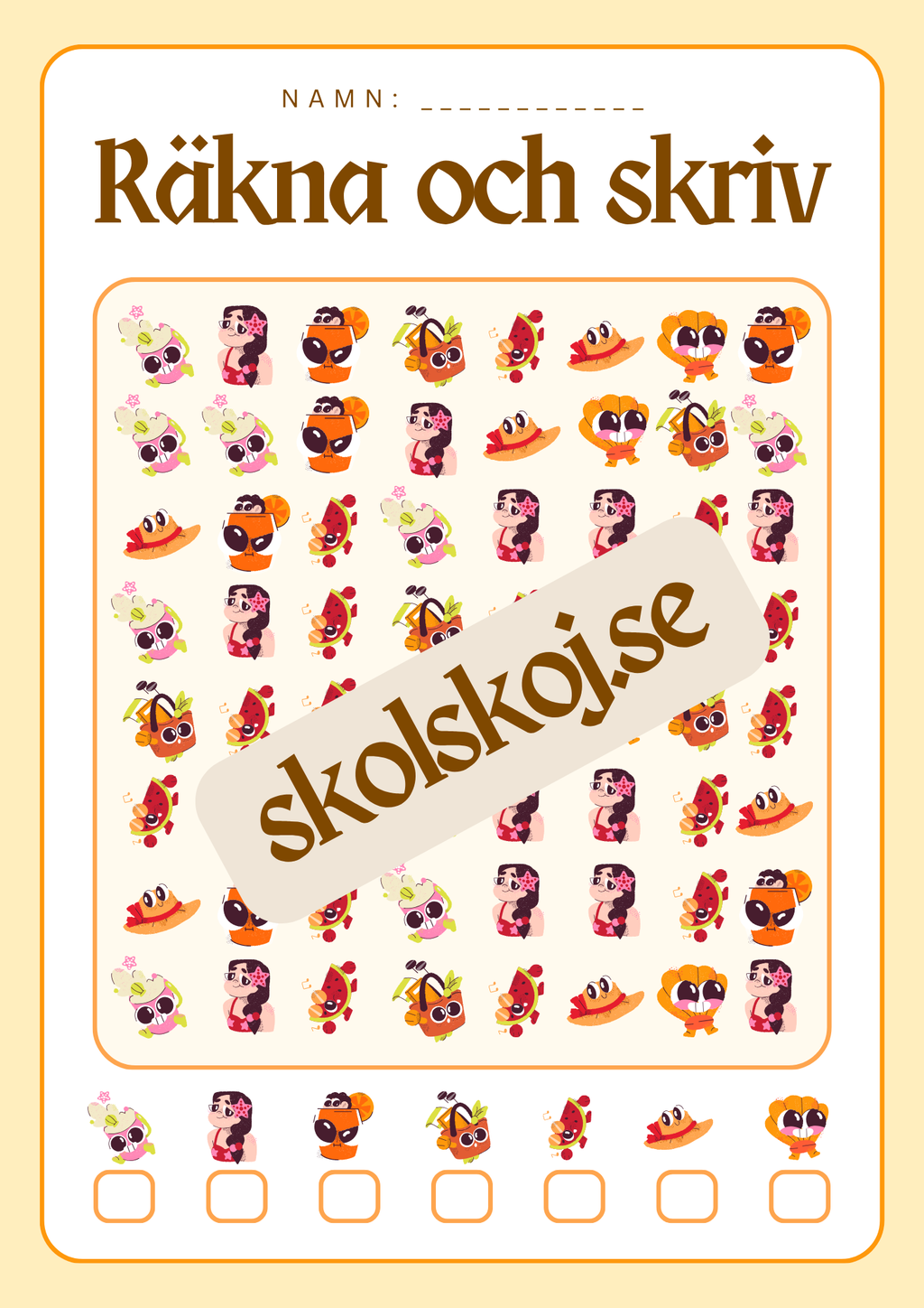 Räkna färglägg och skriv - 0 - 20