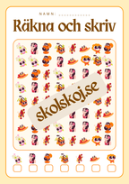 Räkna färglägg och skriv - 0 - 20
