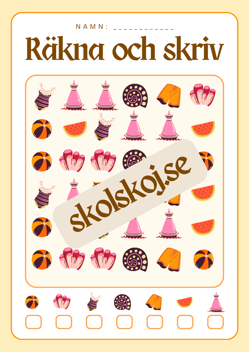 Räkna färglägg och skriv - 0 - 20