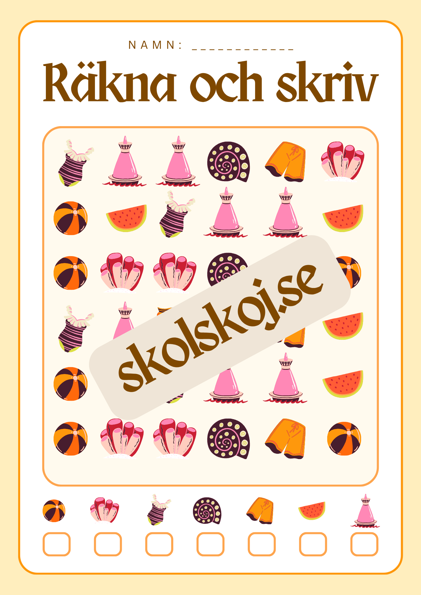 Räkna färglägg och skriv - 0 - 20