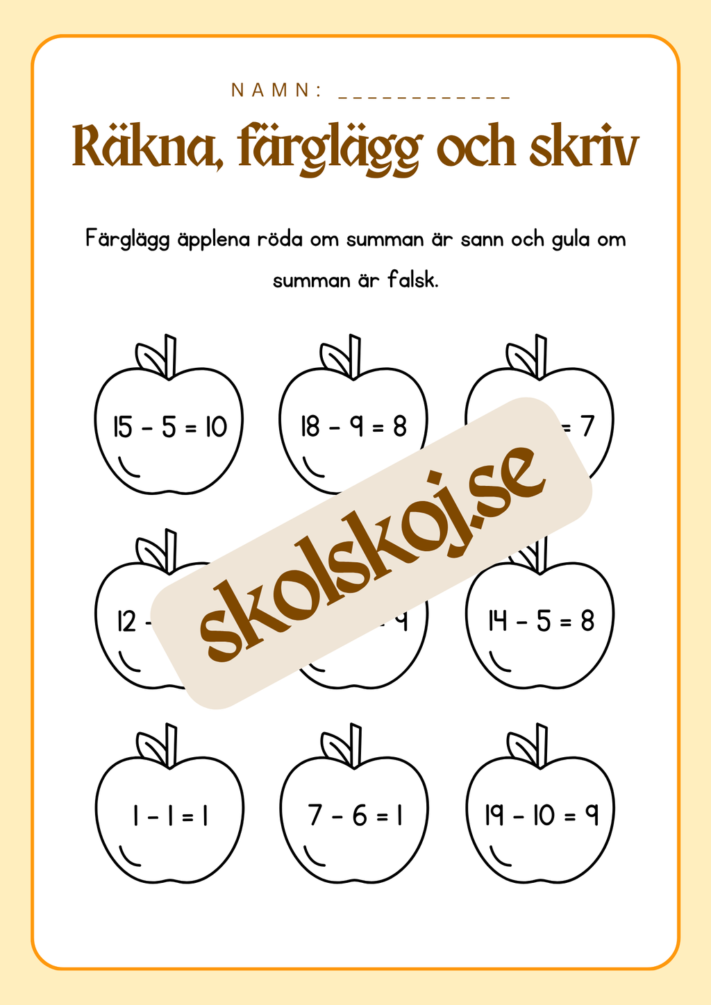 Räkna färglägg och skriv - 0 - 20