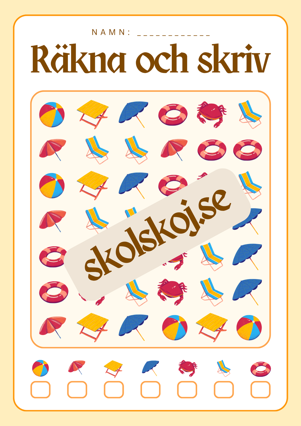 Räkna färglägg och skriv - 0 - 20