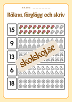 Räkna färglägg och skriv - 0 - 20