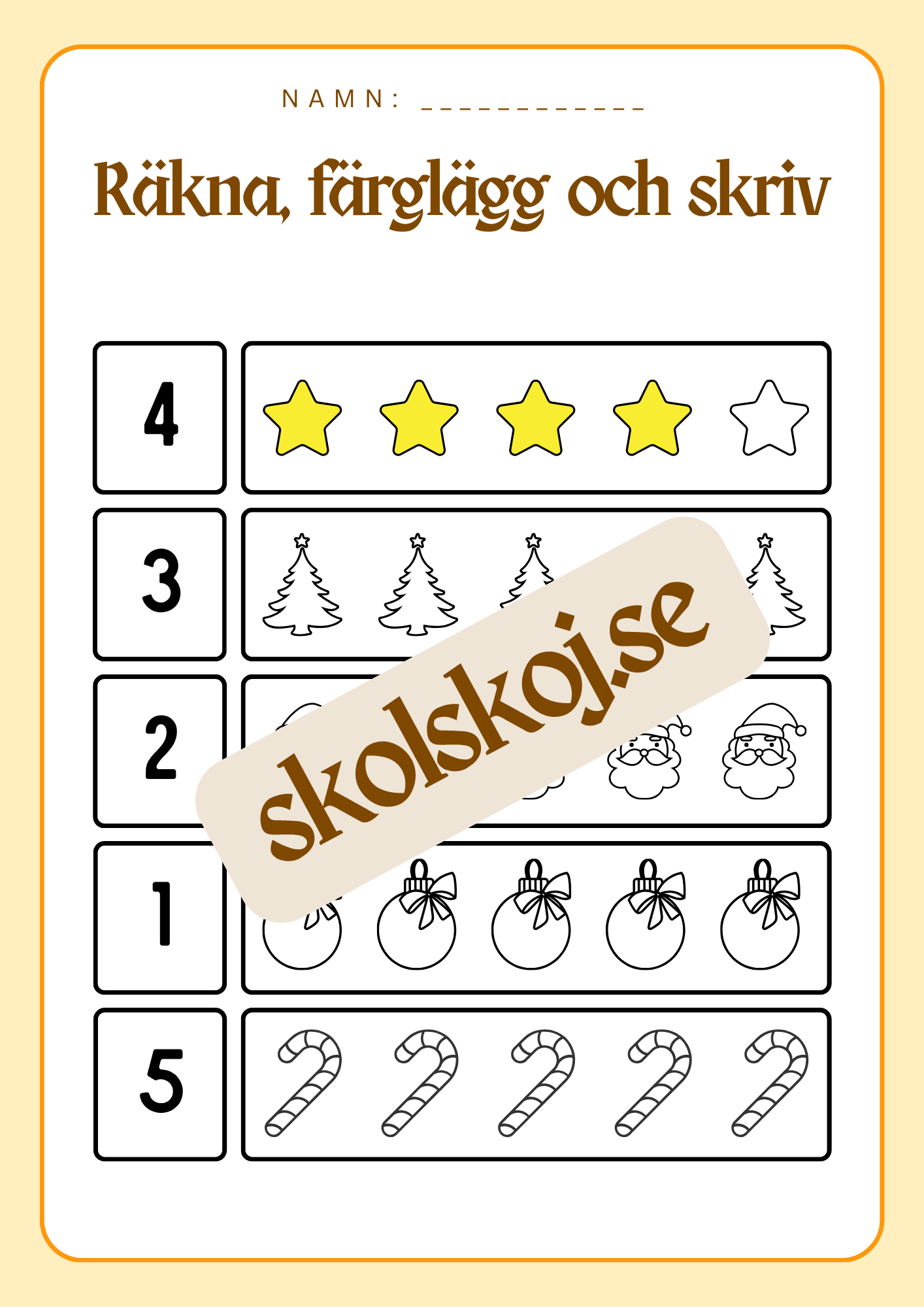 Räkna färglägg och skriv - 0 - 20