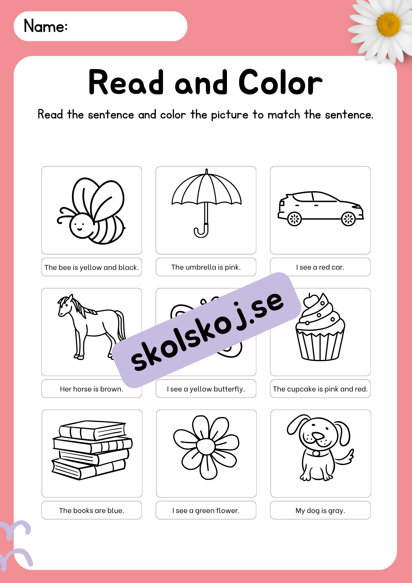 Engelska - Read and color/draw