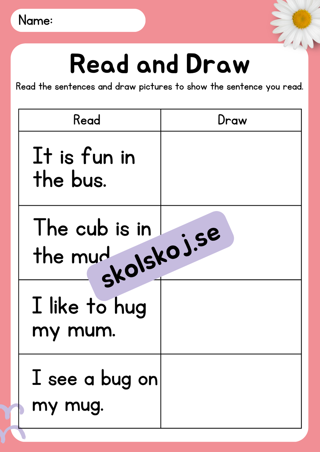 Engelska - Read and color/draw