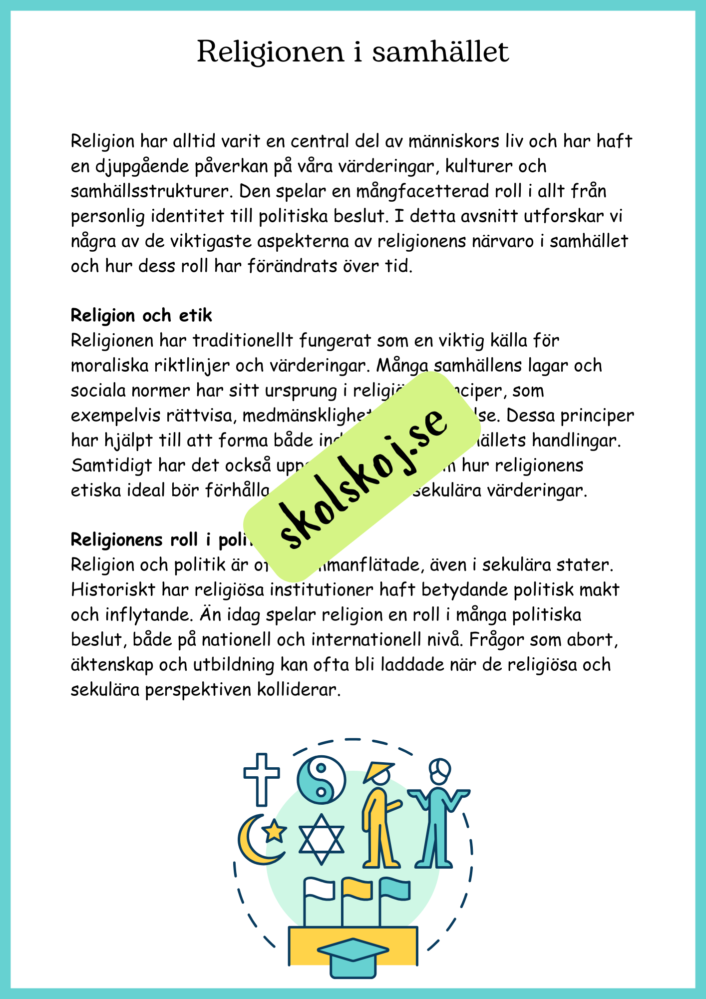Religionens roll i samhället - Årskurs 4 - 6