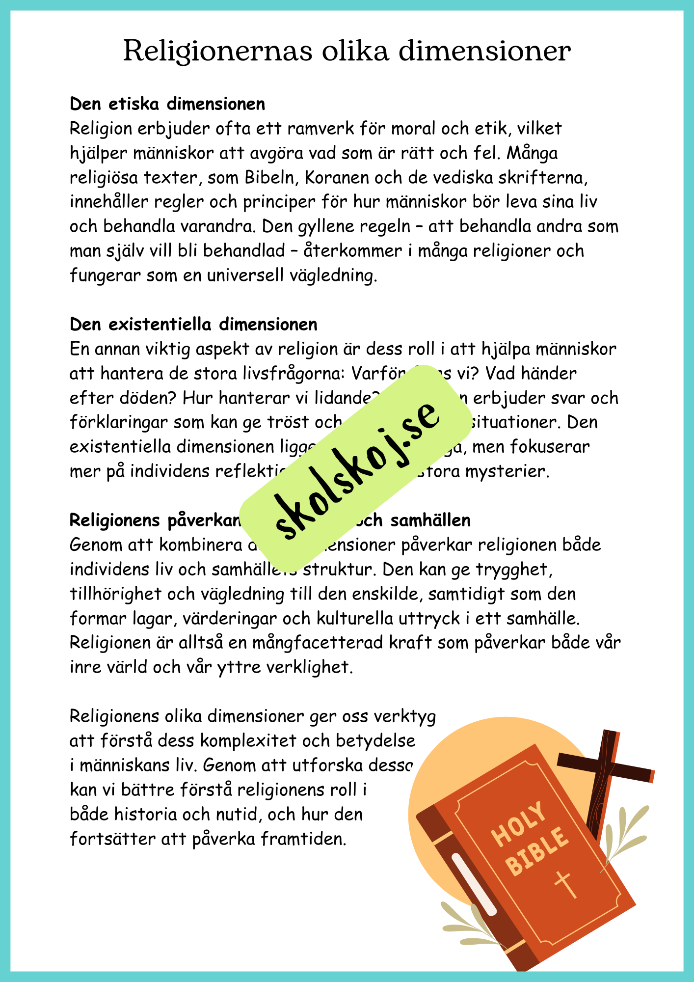 Religionens roll i samhället - Årskurs 4 - 6