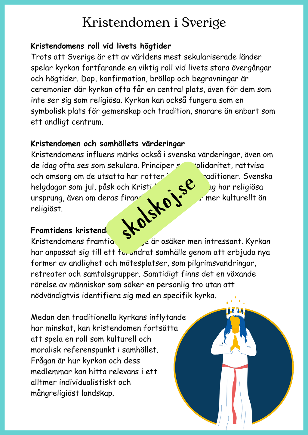 Religionens roll i samhället - Årskurs 4 - 6