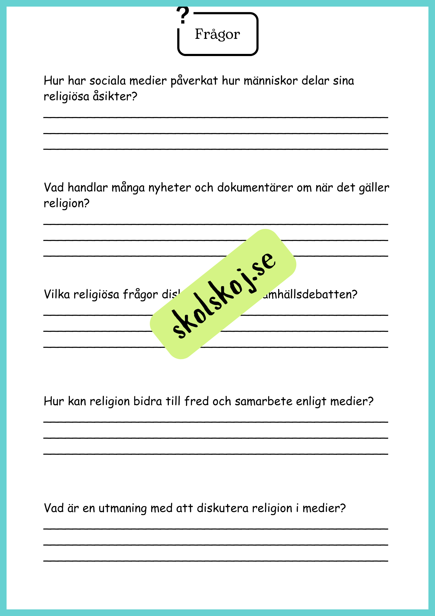 Religionens roll i samhället - Årskurs 4 - 6