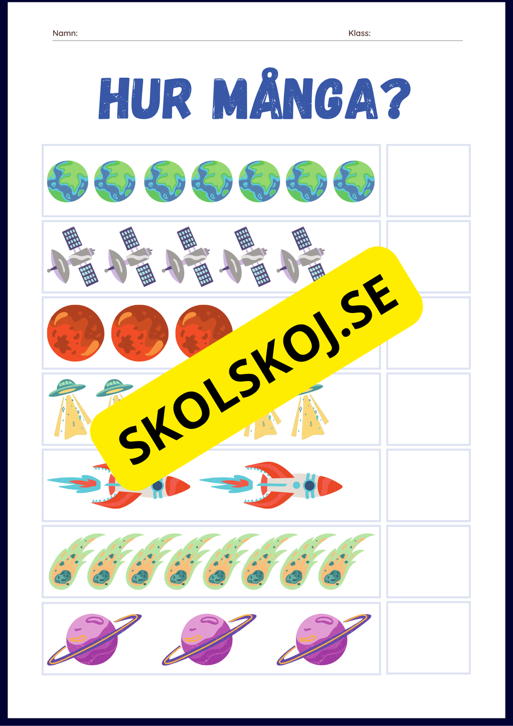 Rymden aktvitetsbok - Blandade uppgifter