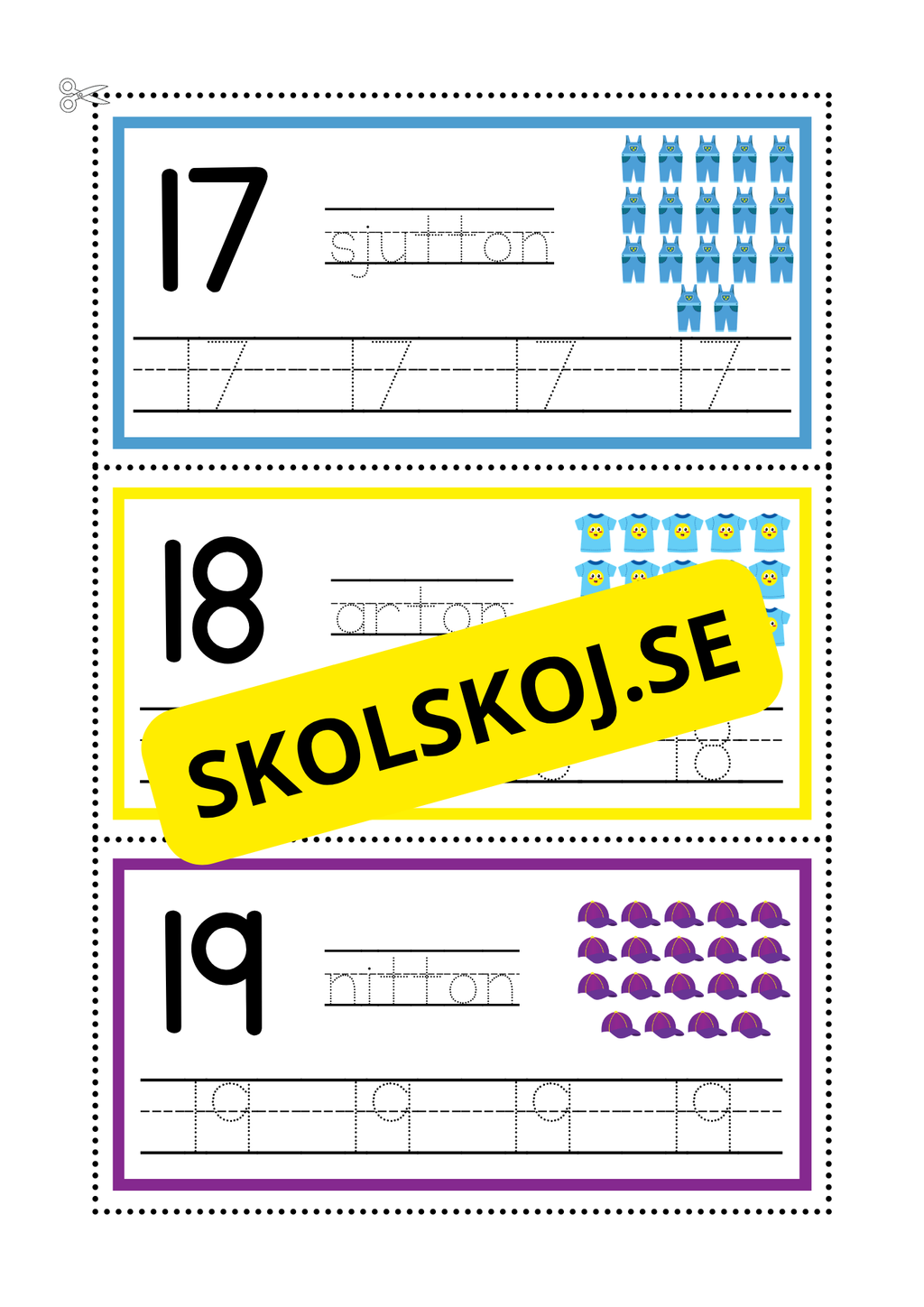 Spåra siffror och tal 0 - 20