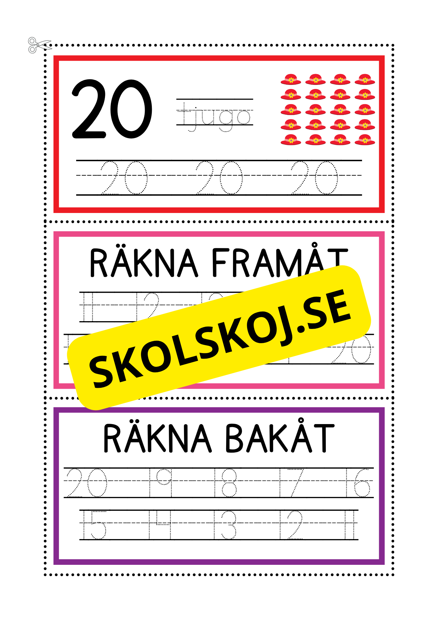 Spåra siffror och tal 0 - 20
