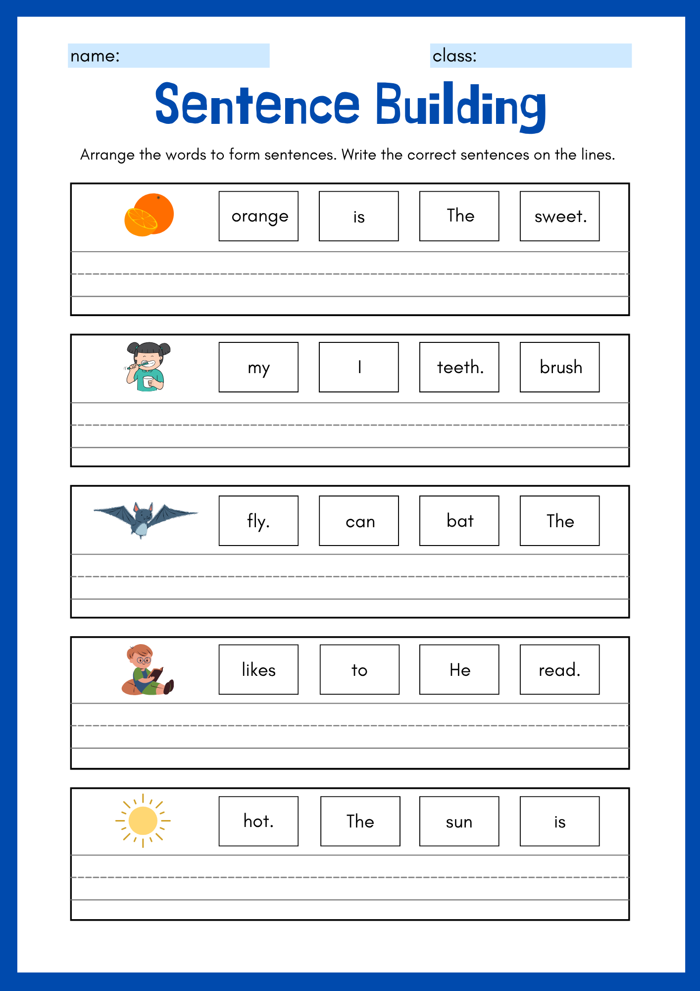 Sentence building - English