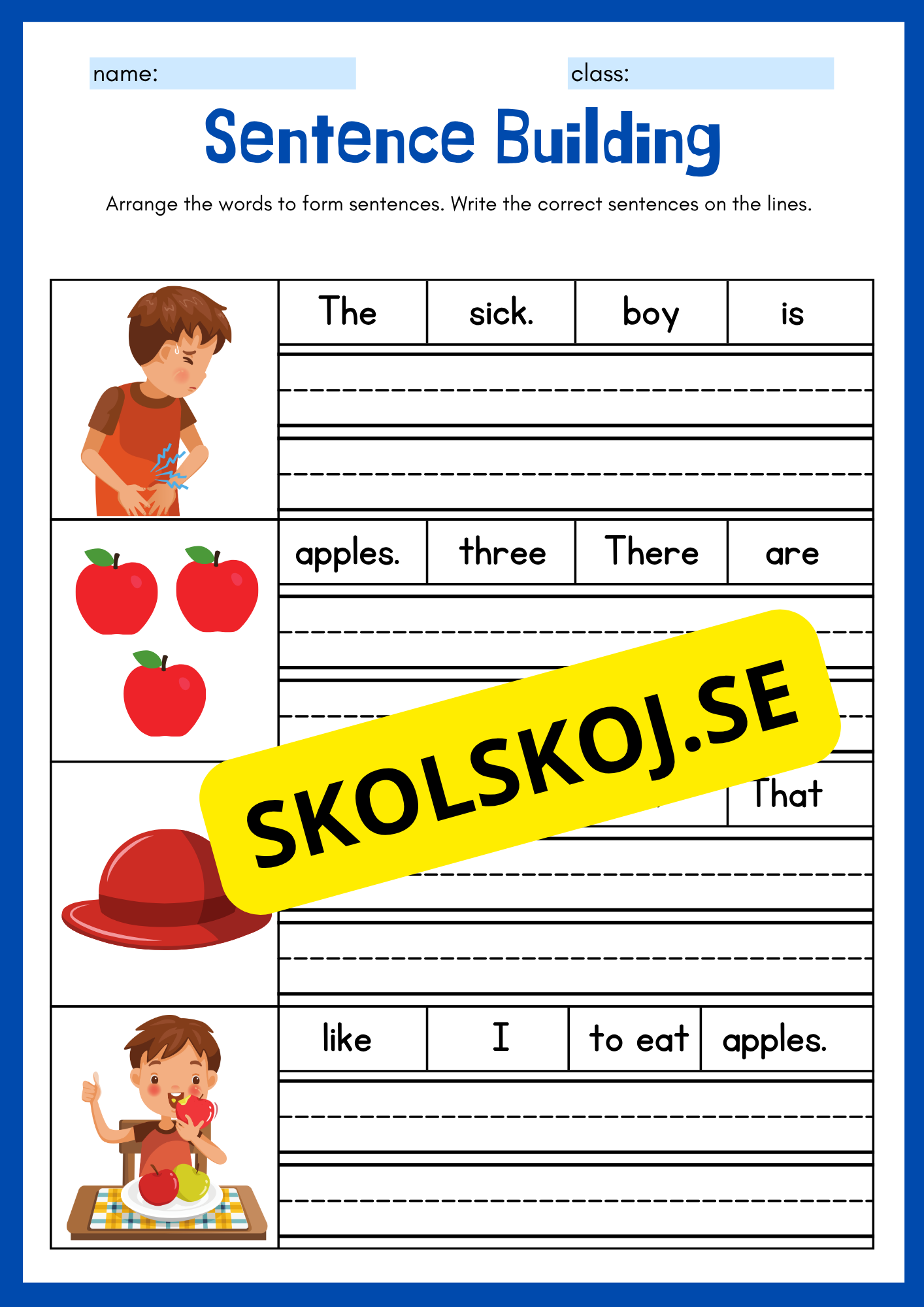 Sentence building - English