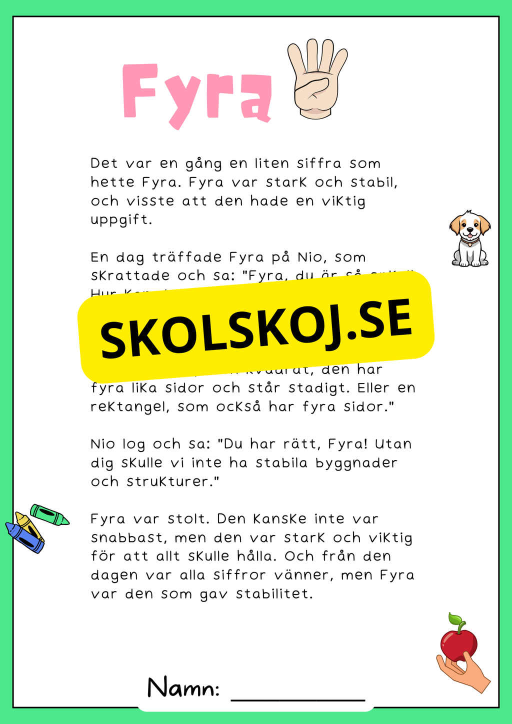 Sifferäventyr - Berättelser om 1 till 10 (20 sidor)