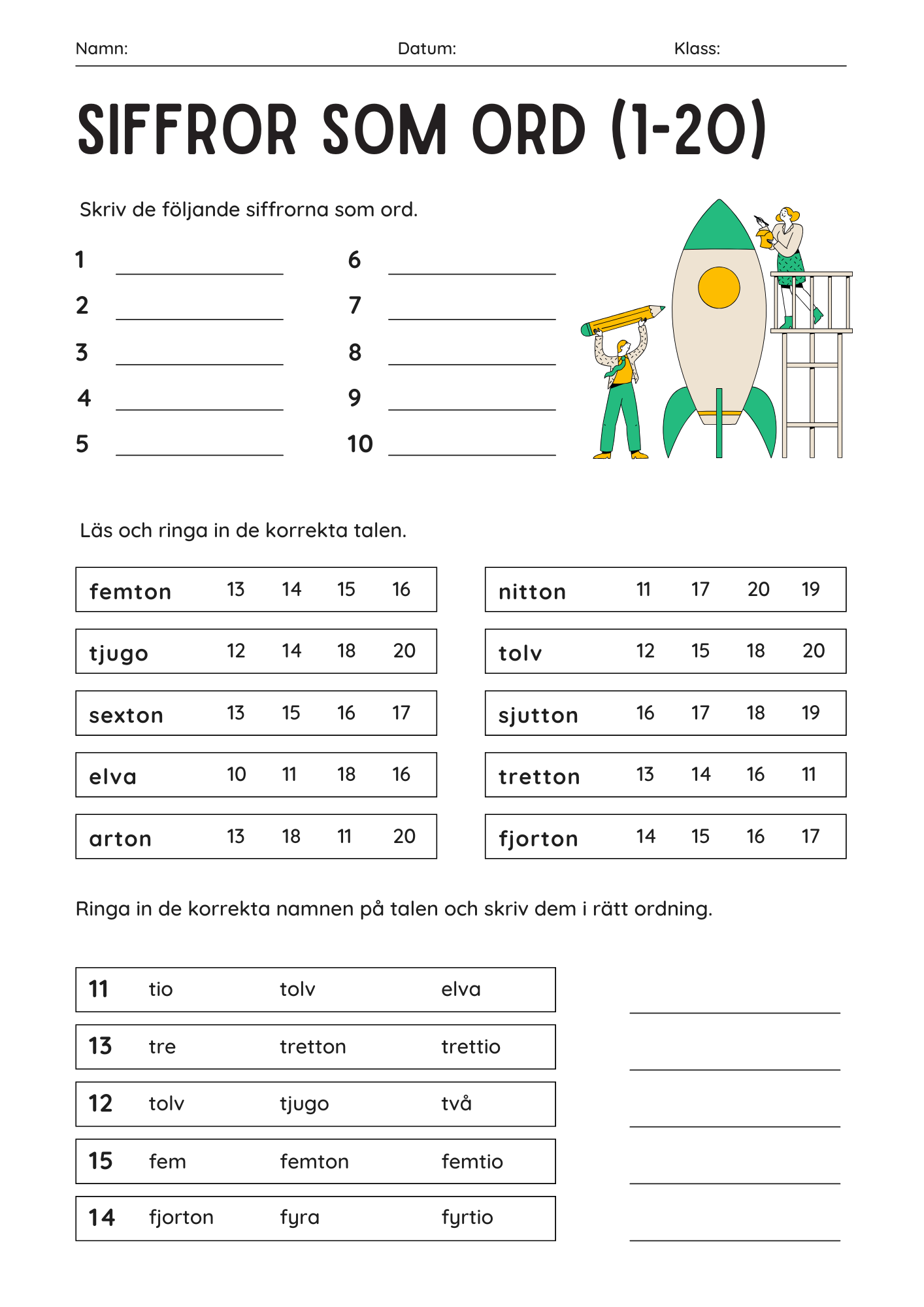 Siffror som tal och ordningstal