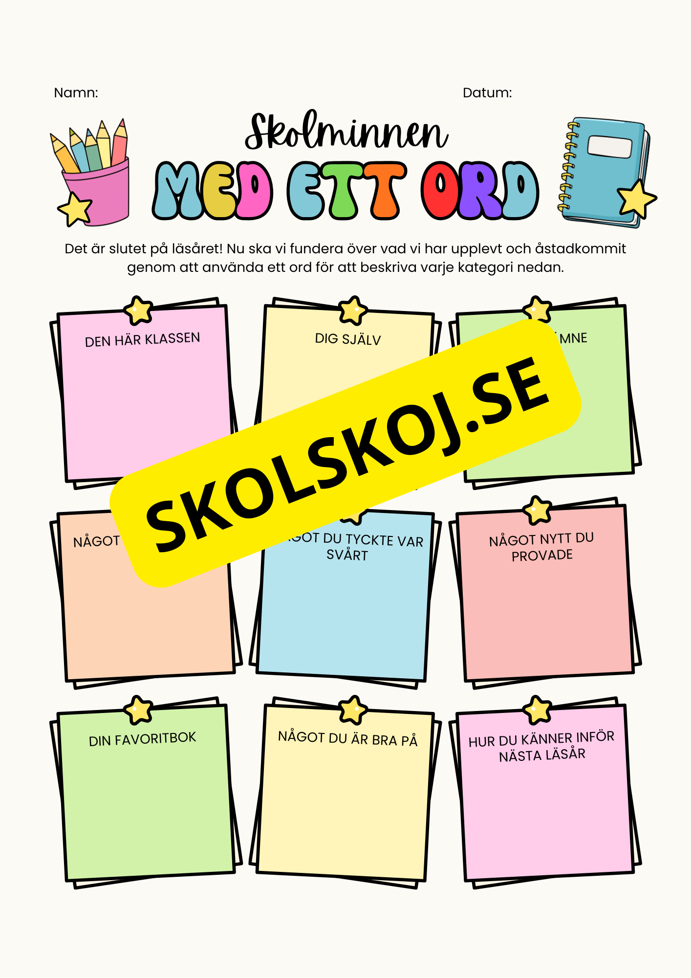 Skolminnen – med ett ord