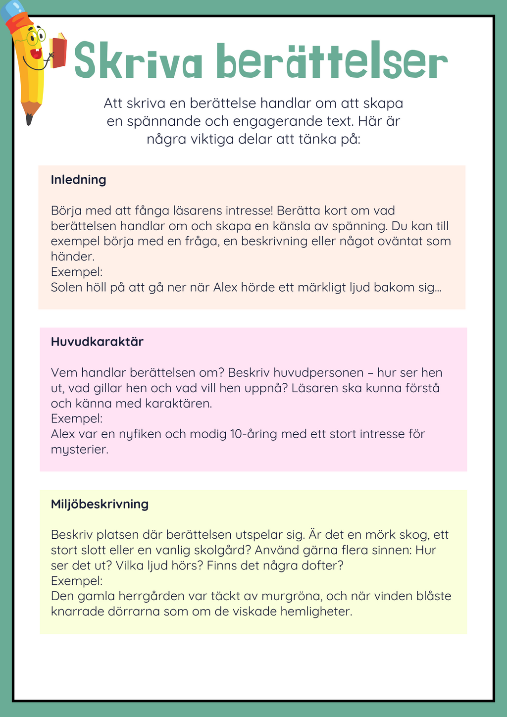 Skriva berättelser - 10 st (22 sidor)