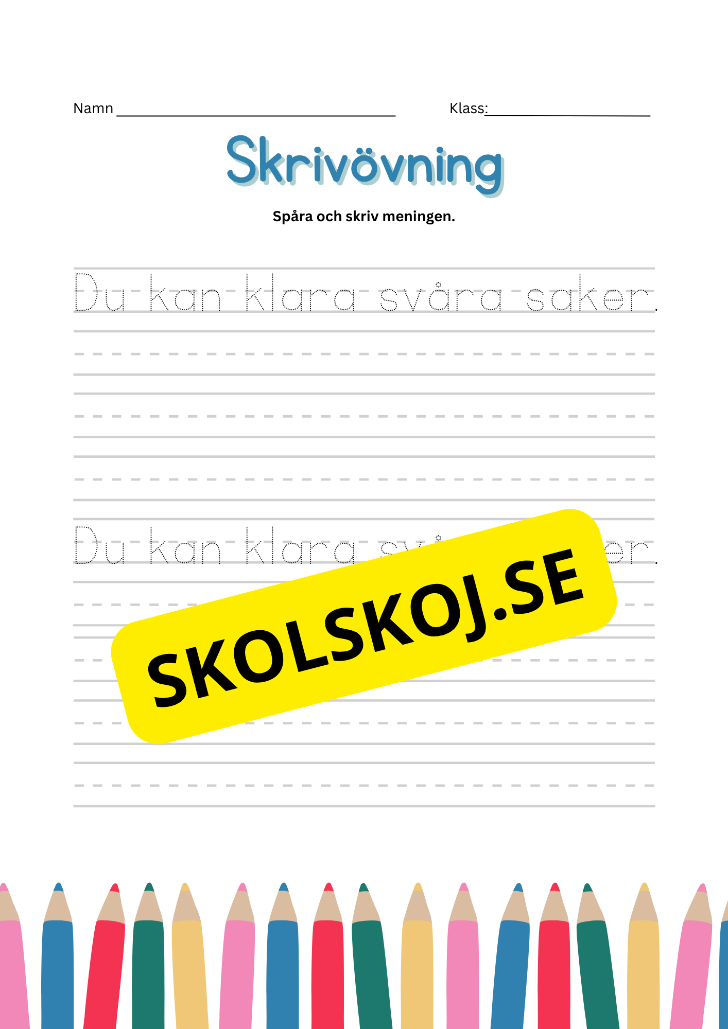 Skrivövning - Spåra och skriv meningen