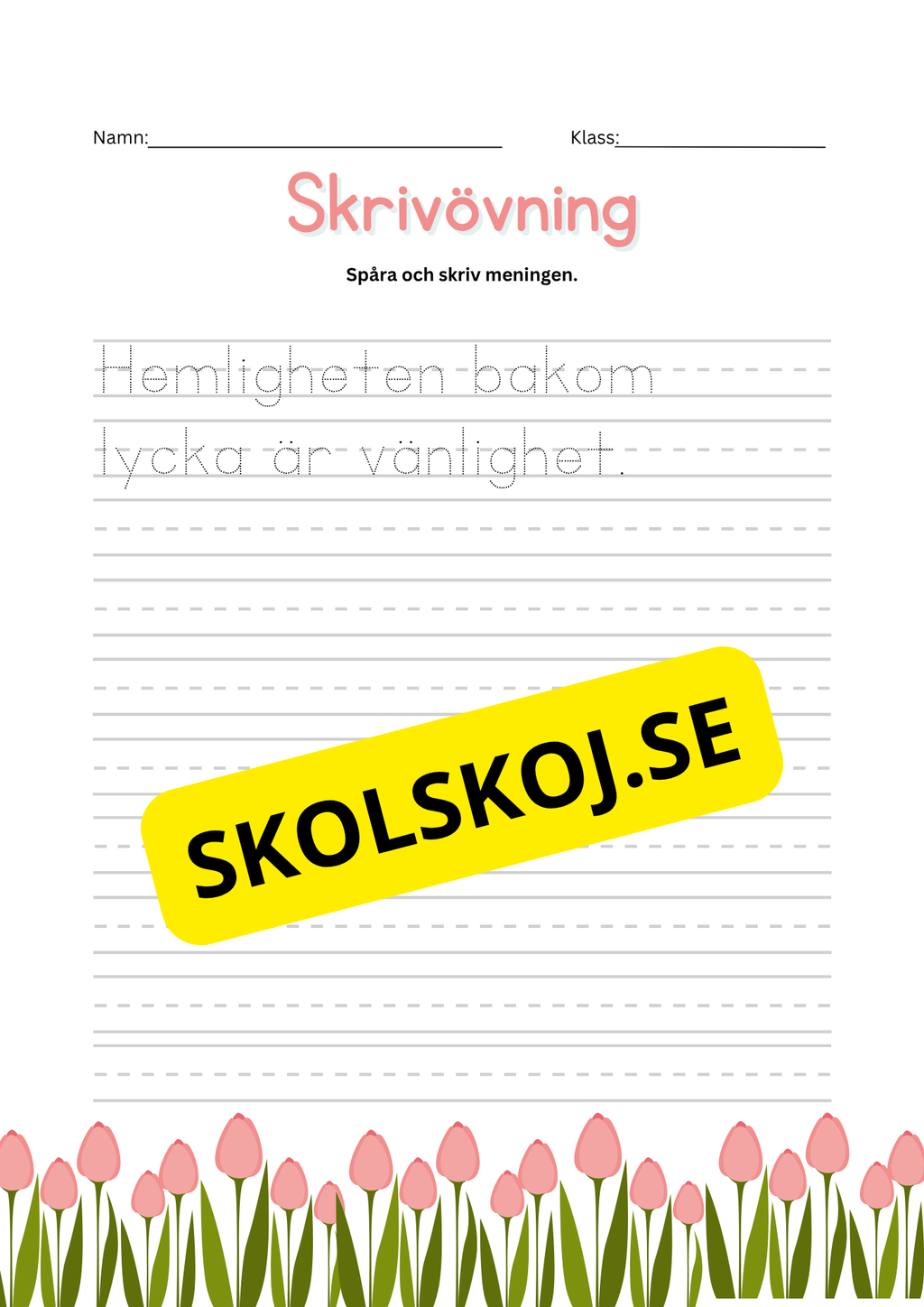 Skrivövning - Spåra och skriv meningen