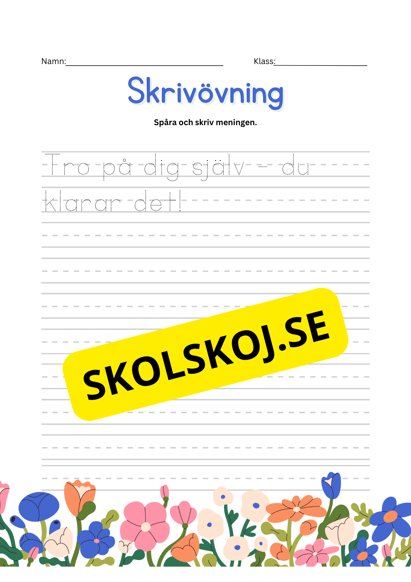 Skrivövning - Spåra och skriv meningen