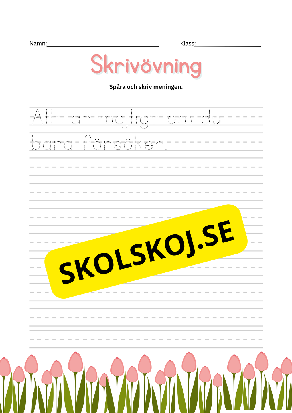 Skrivövning - Spåra och skriv meningen