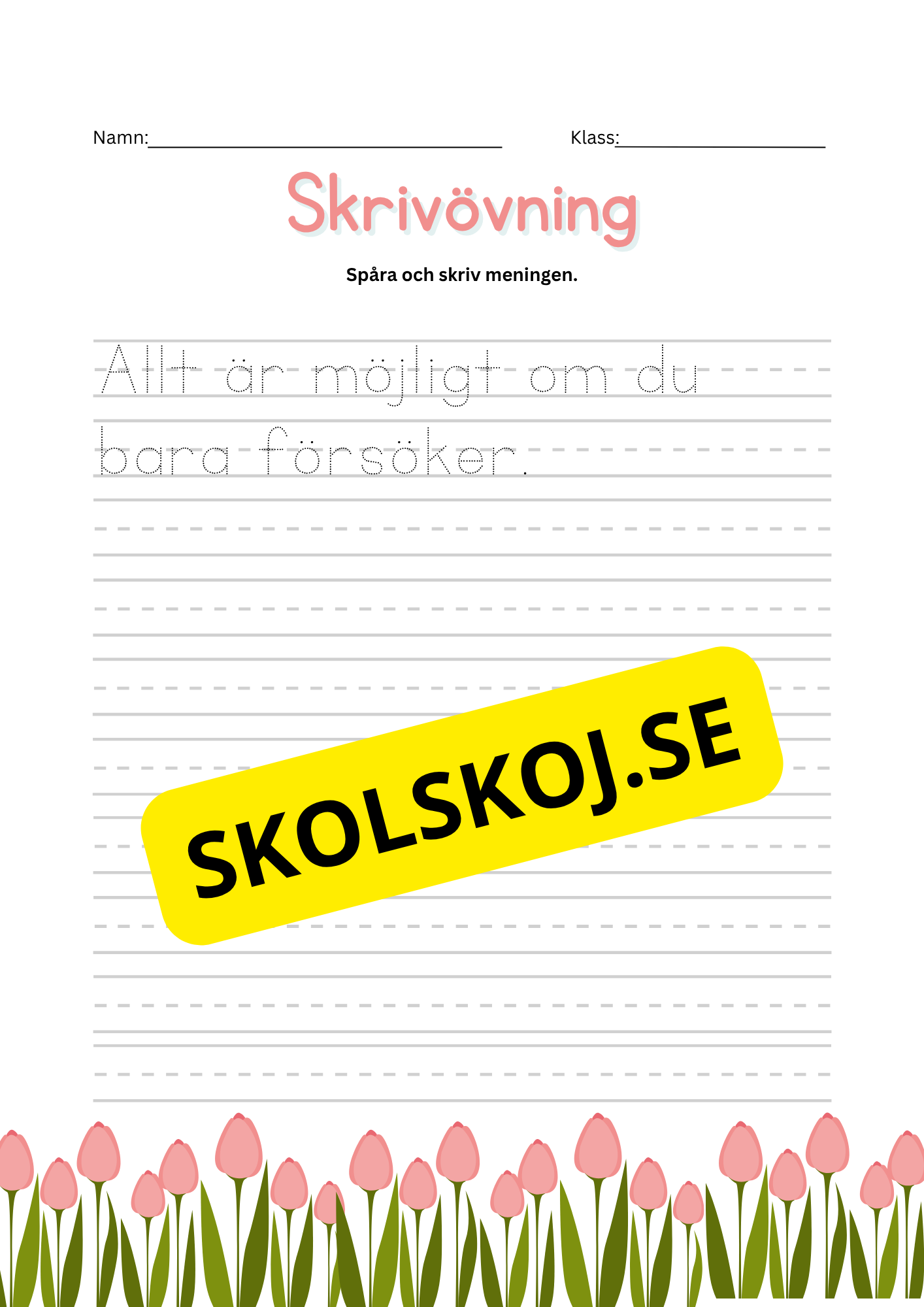 Skrivövning - Spåra och skriv meningen