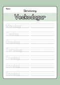 Skrivövning - Veckodagar och månader