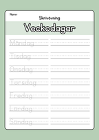 Skrivövning - Veckodagar och månader