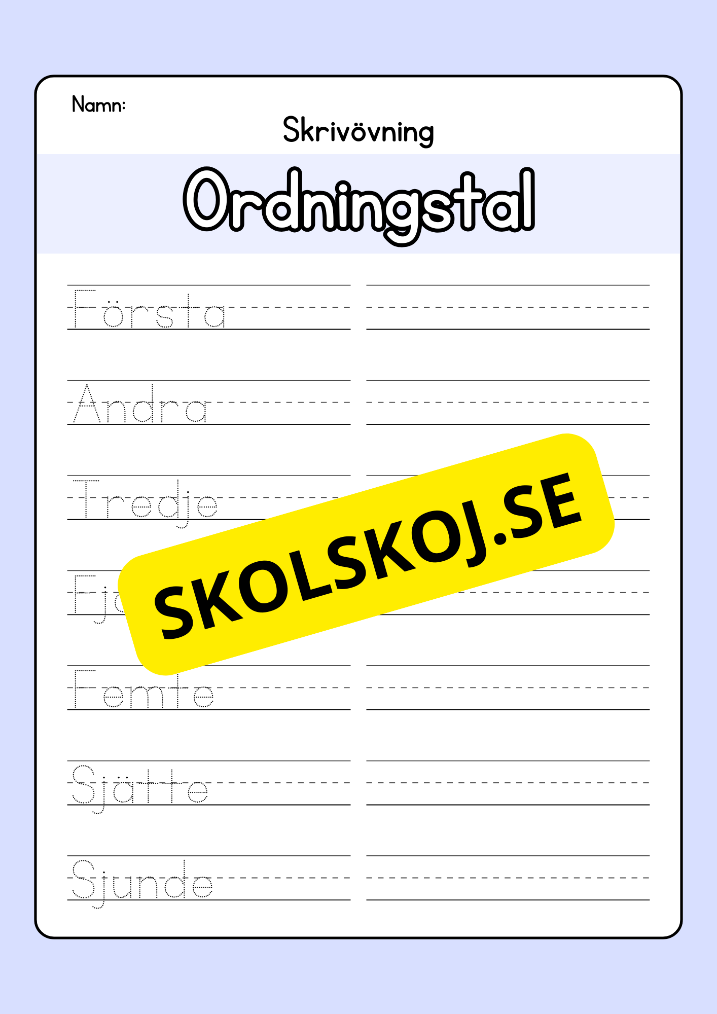 Skrivövning - Veckodagar och månader