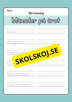 Skrivövning - Veckodagar och månader