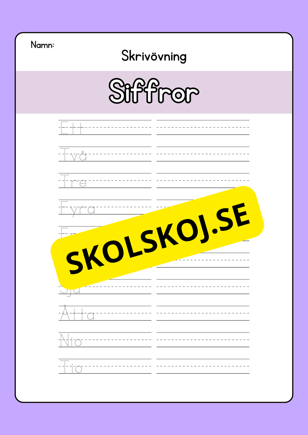Skrivövning - Veckodagar och månader