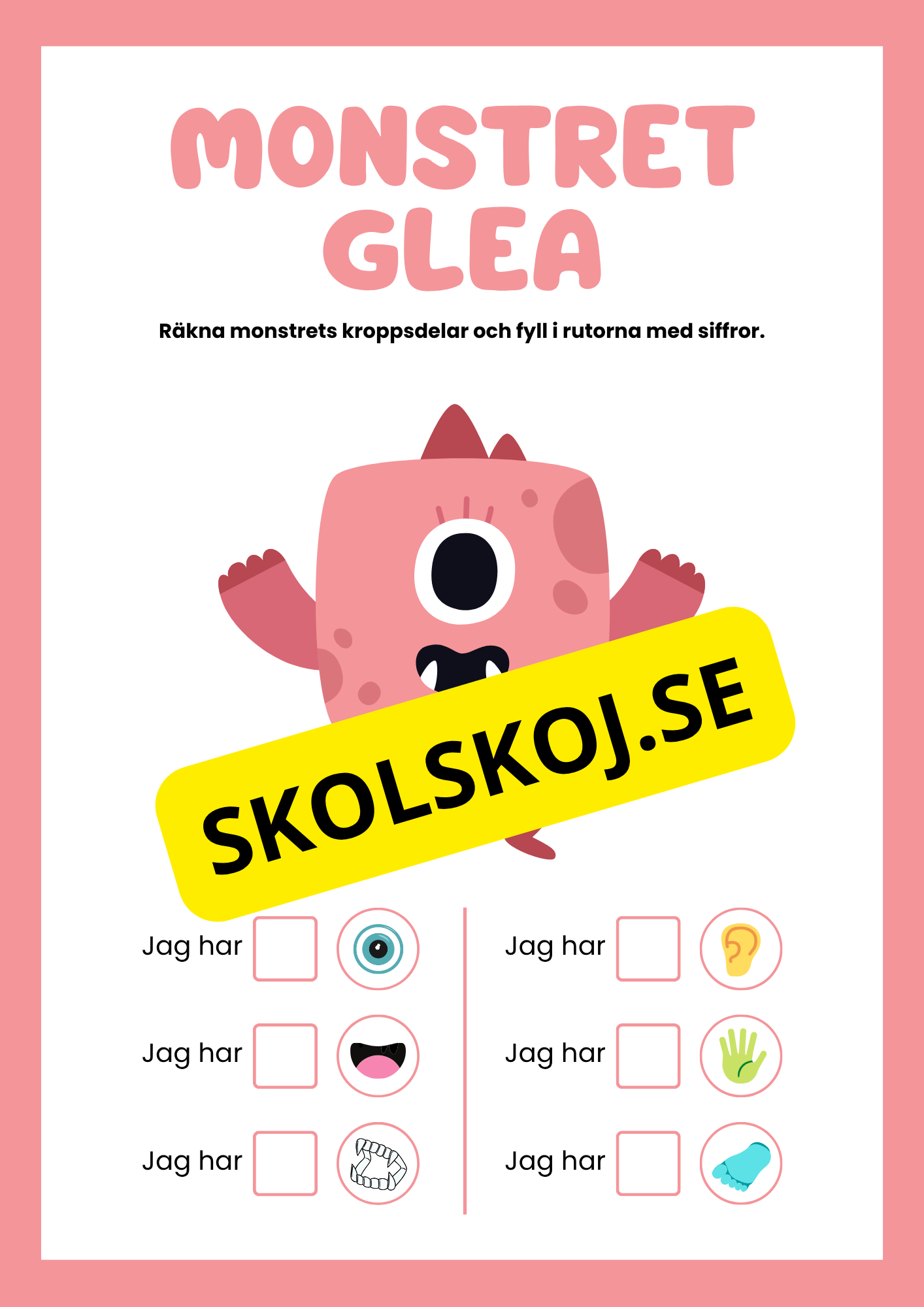 Små monster räkna kroppsdelar