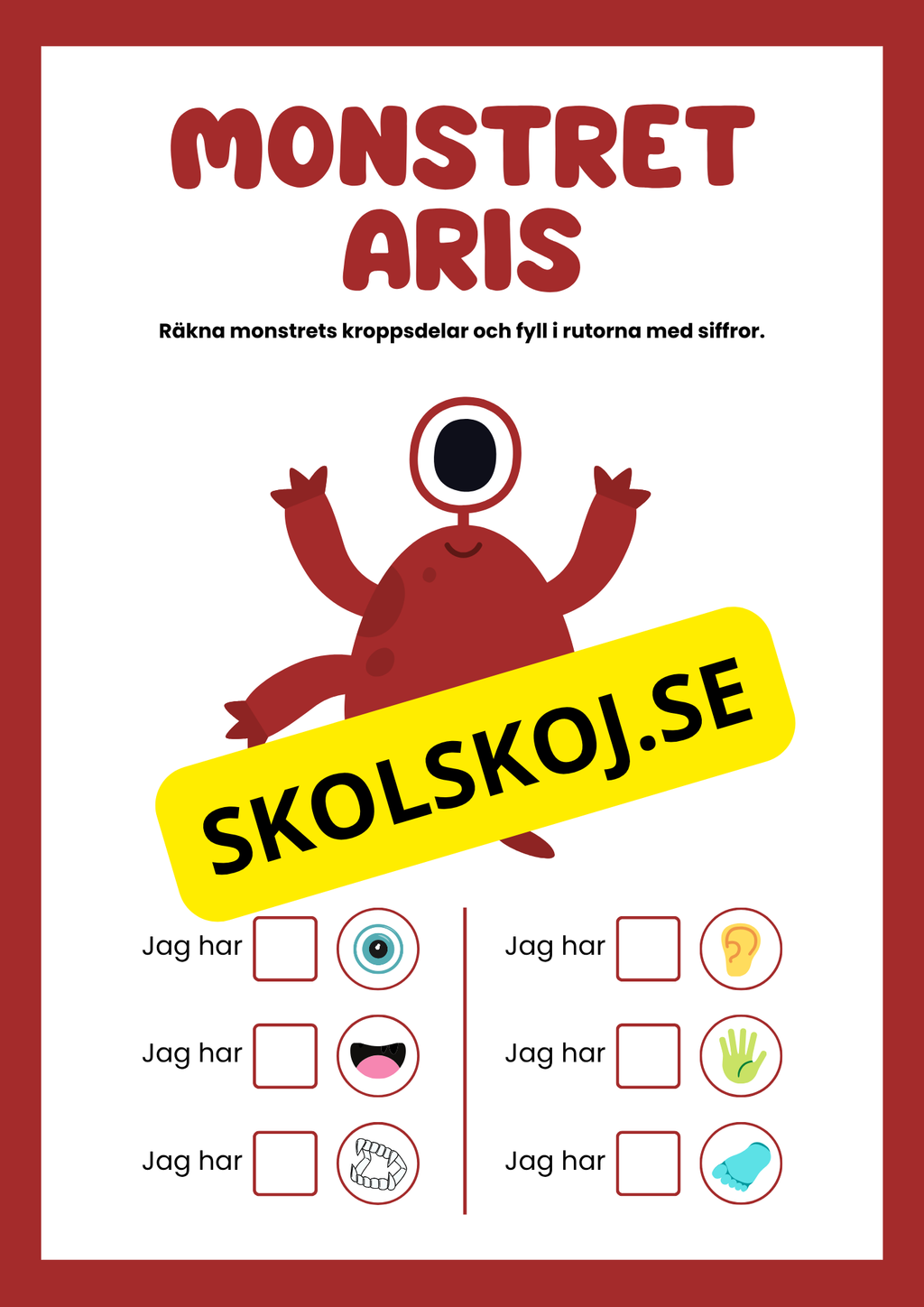Små monster räkna kroppsdelar