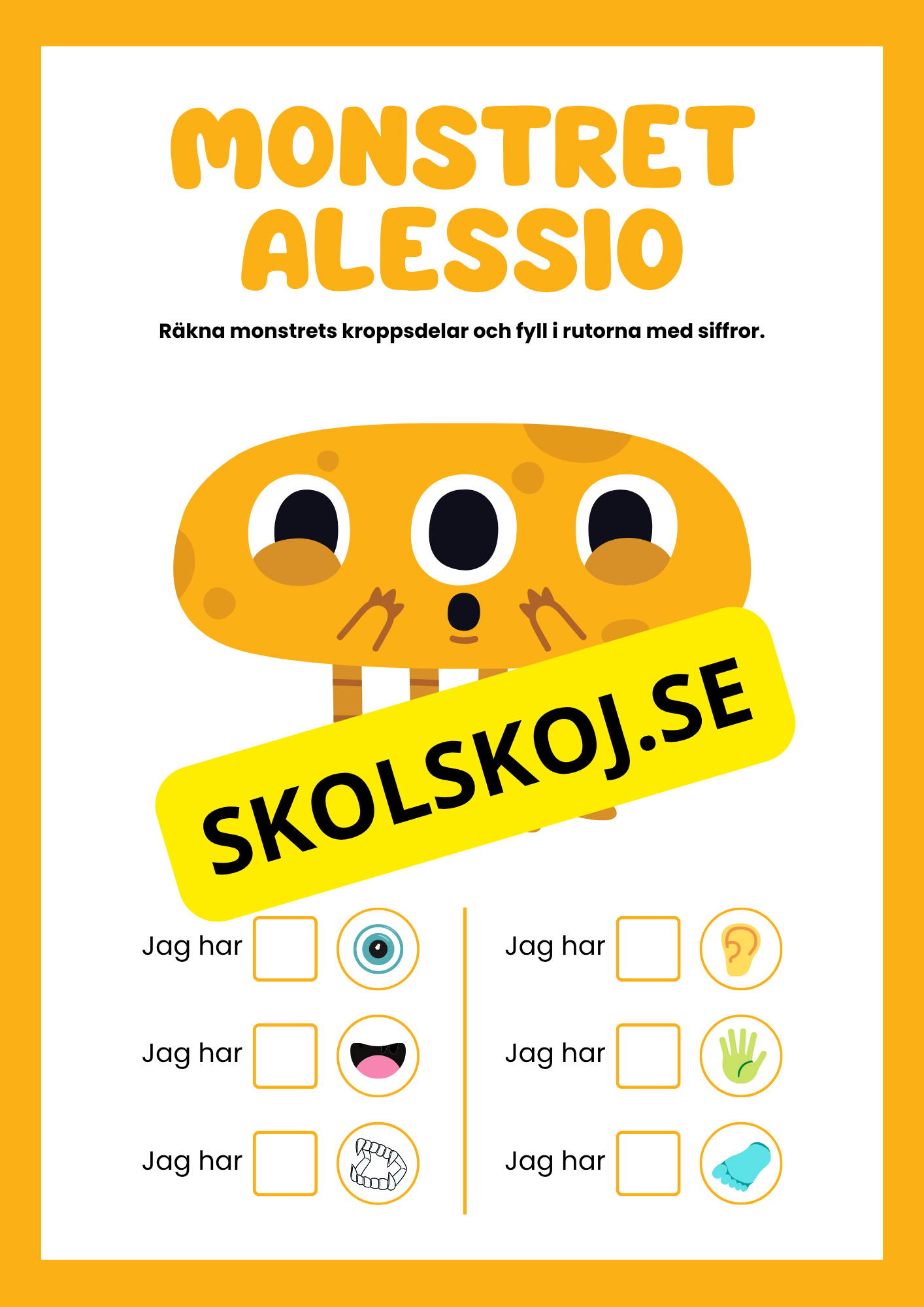 Små monster räkna kroppsdelar