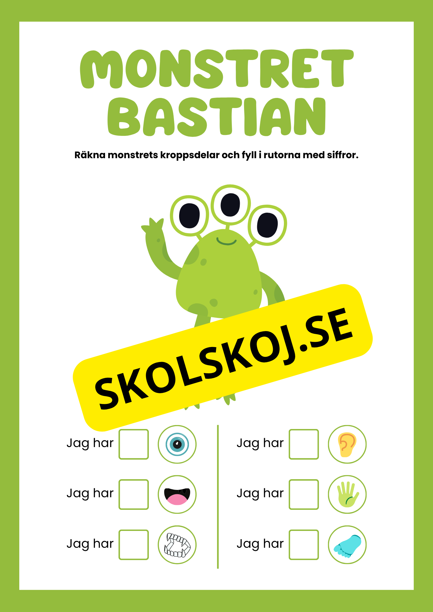 Små monster räkna kroppsdelar
