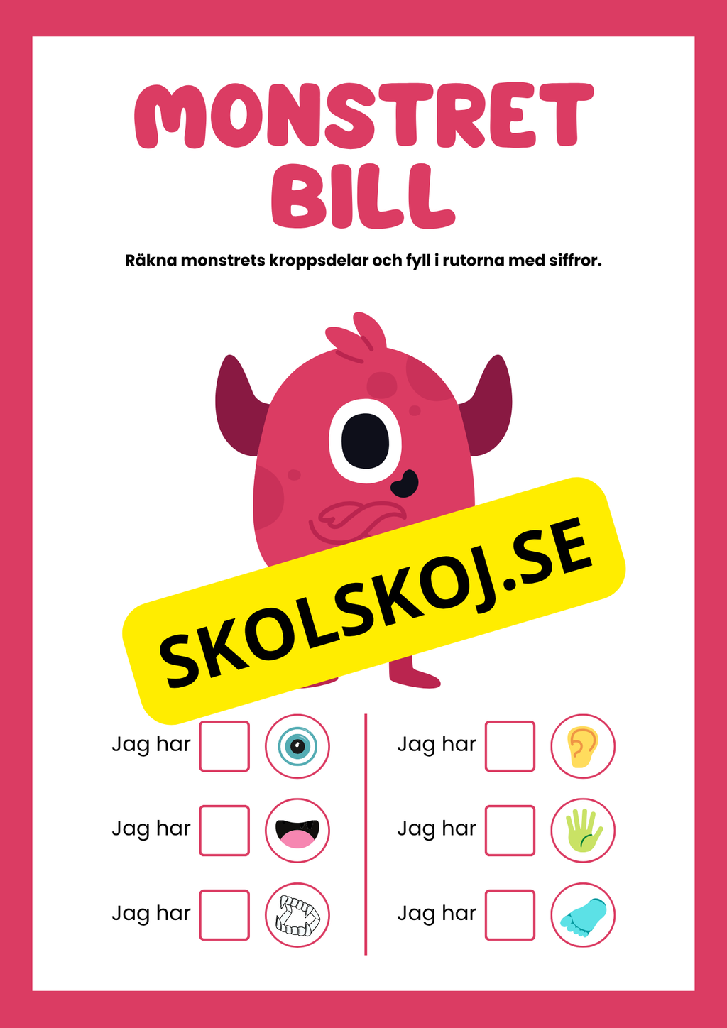 Små monster räkna kroppsdelar