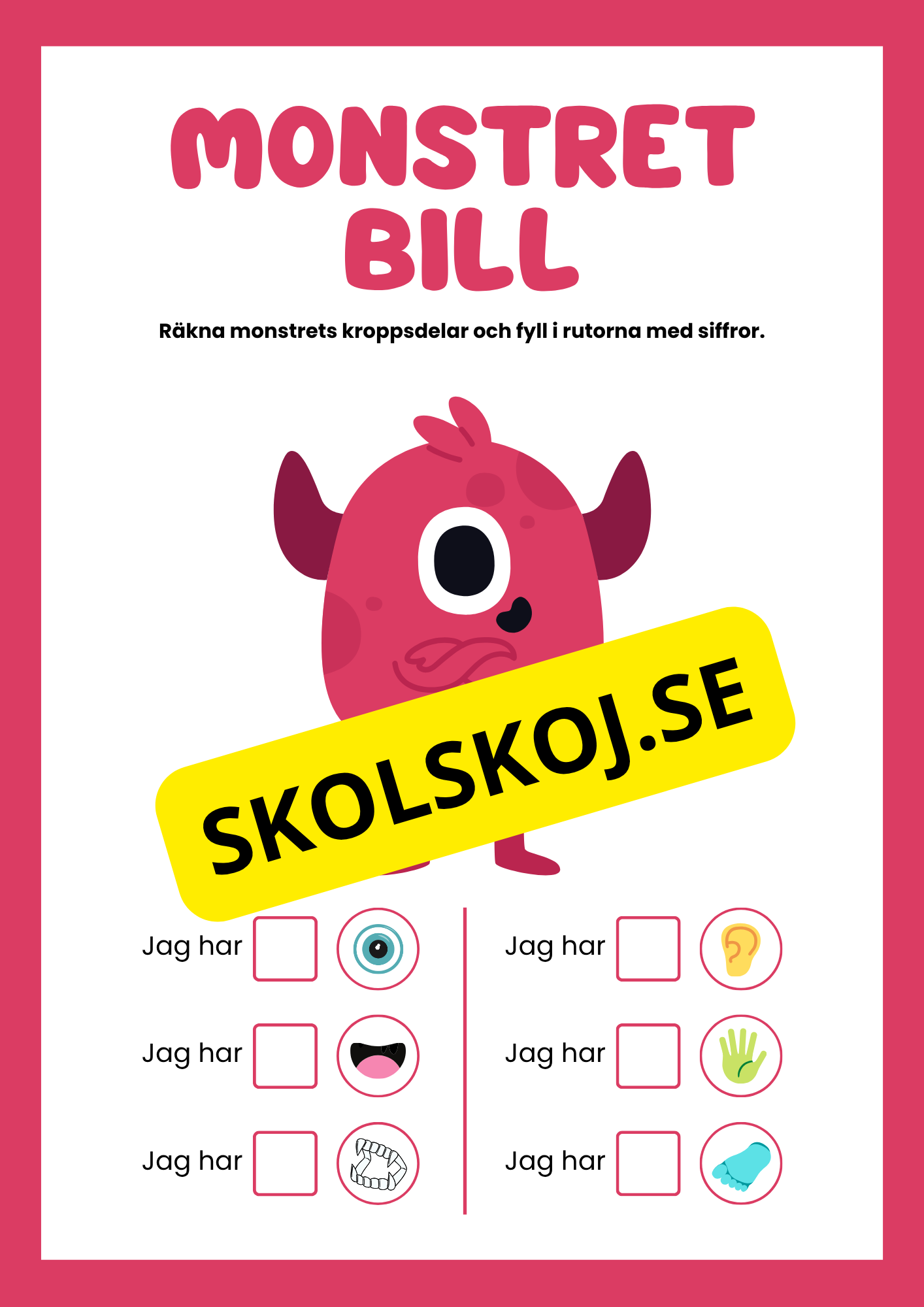 Små monster räkna kroppsdelar