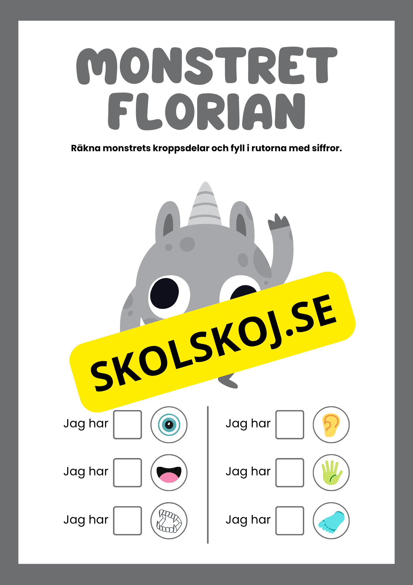 Små monster räkna kroppsdelar