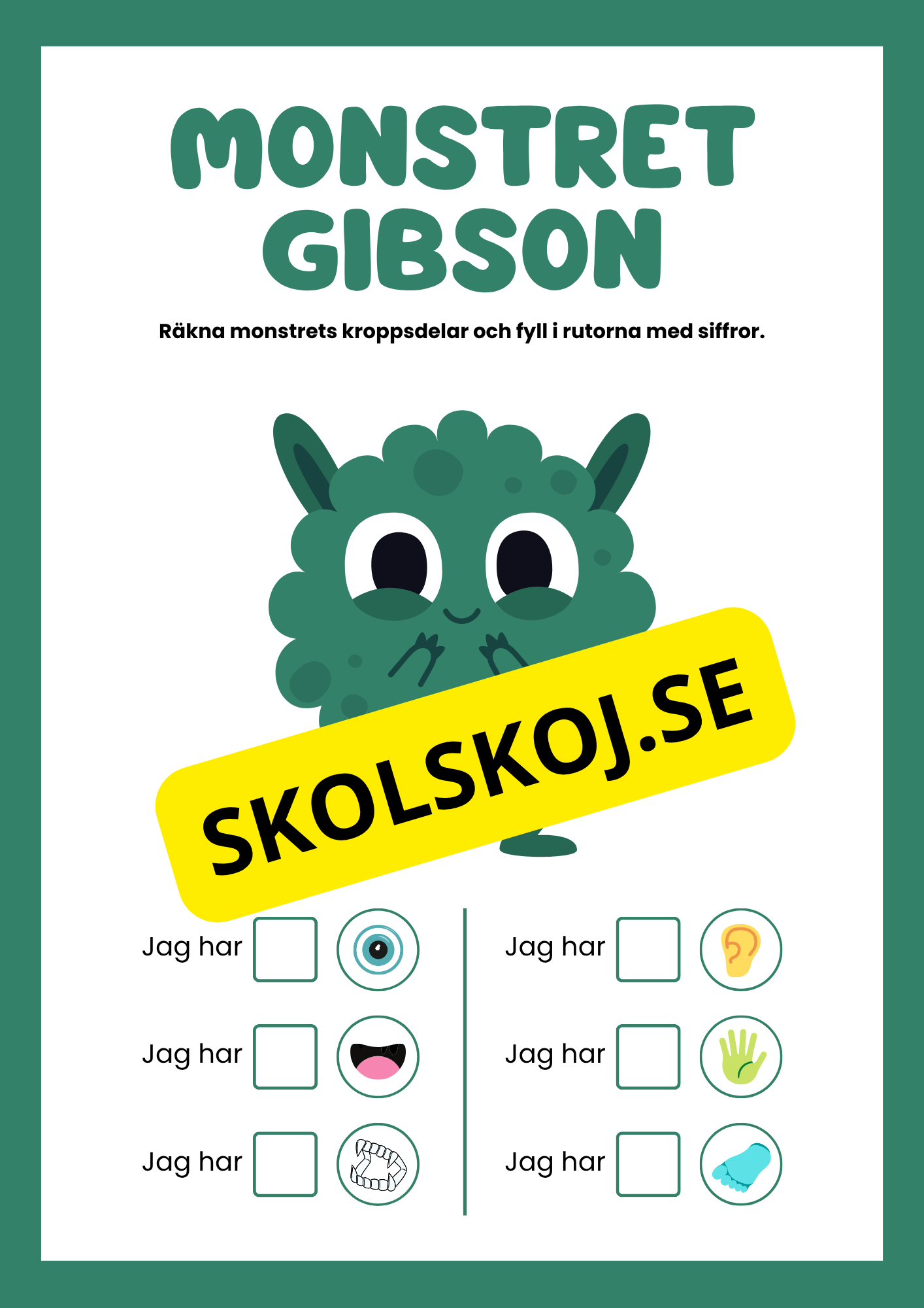 Små monster räkna kroppsdelar