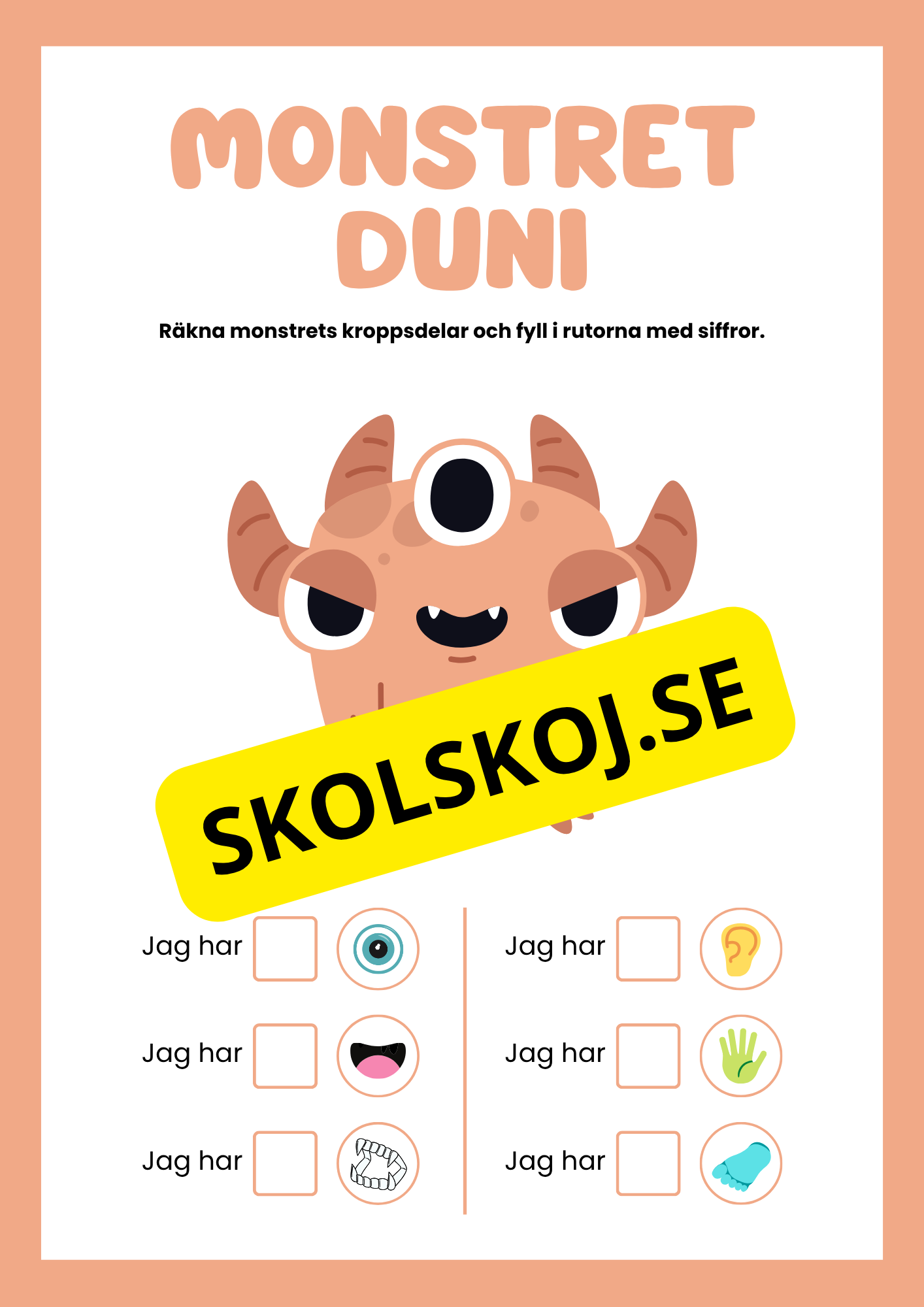 Små monster räkna kroppsdelar