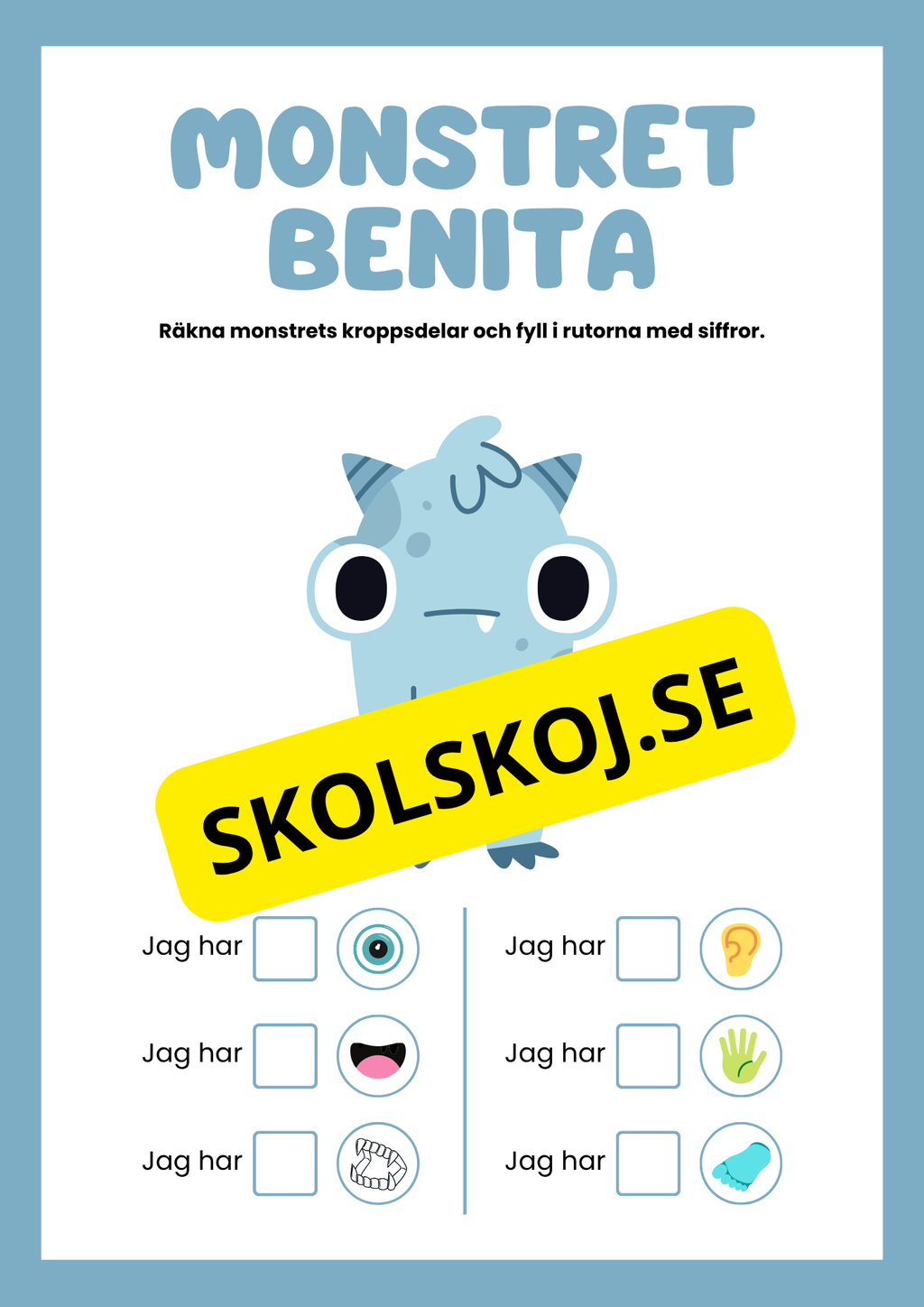Små monster räkna kroppsdelar