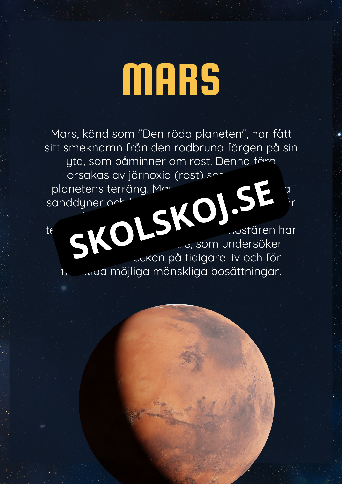 Solsystemet kort fakta och frågor