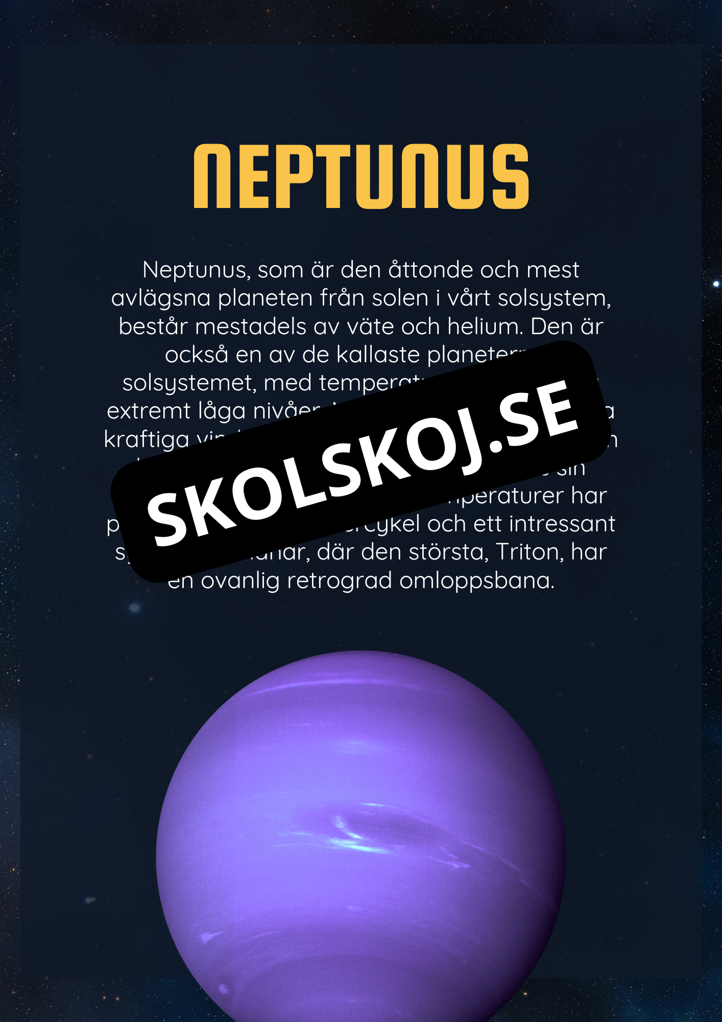 Solsystemet kort fakta och frågor