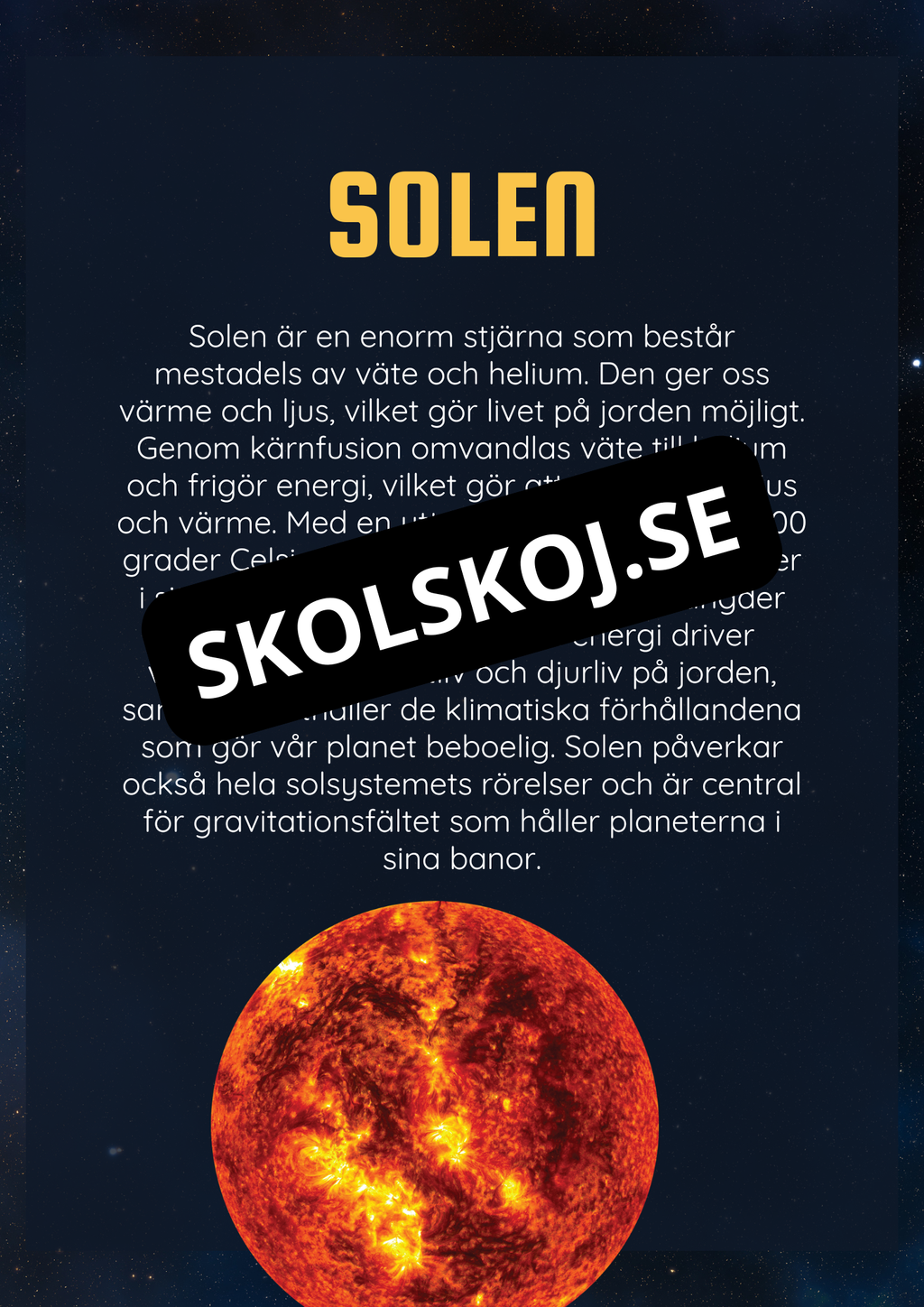 Solsystemet kort fakta och frågor