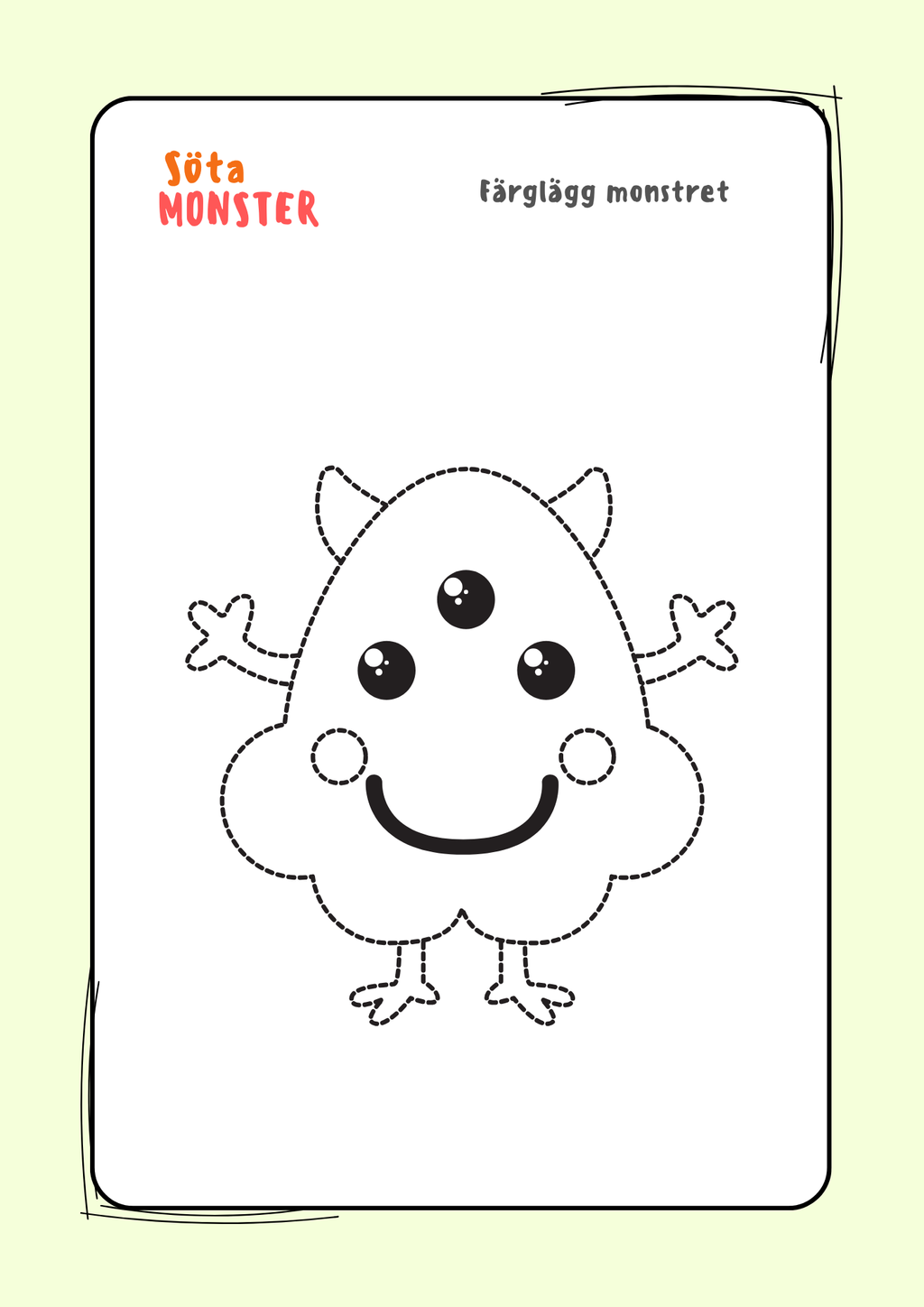 Söta monster - Målarbok (30 sidor)