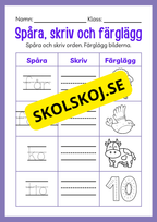 Spåra, skriv och färglägg - Häfte