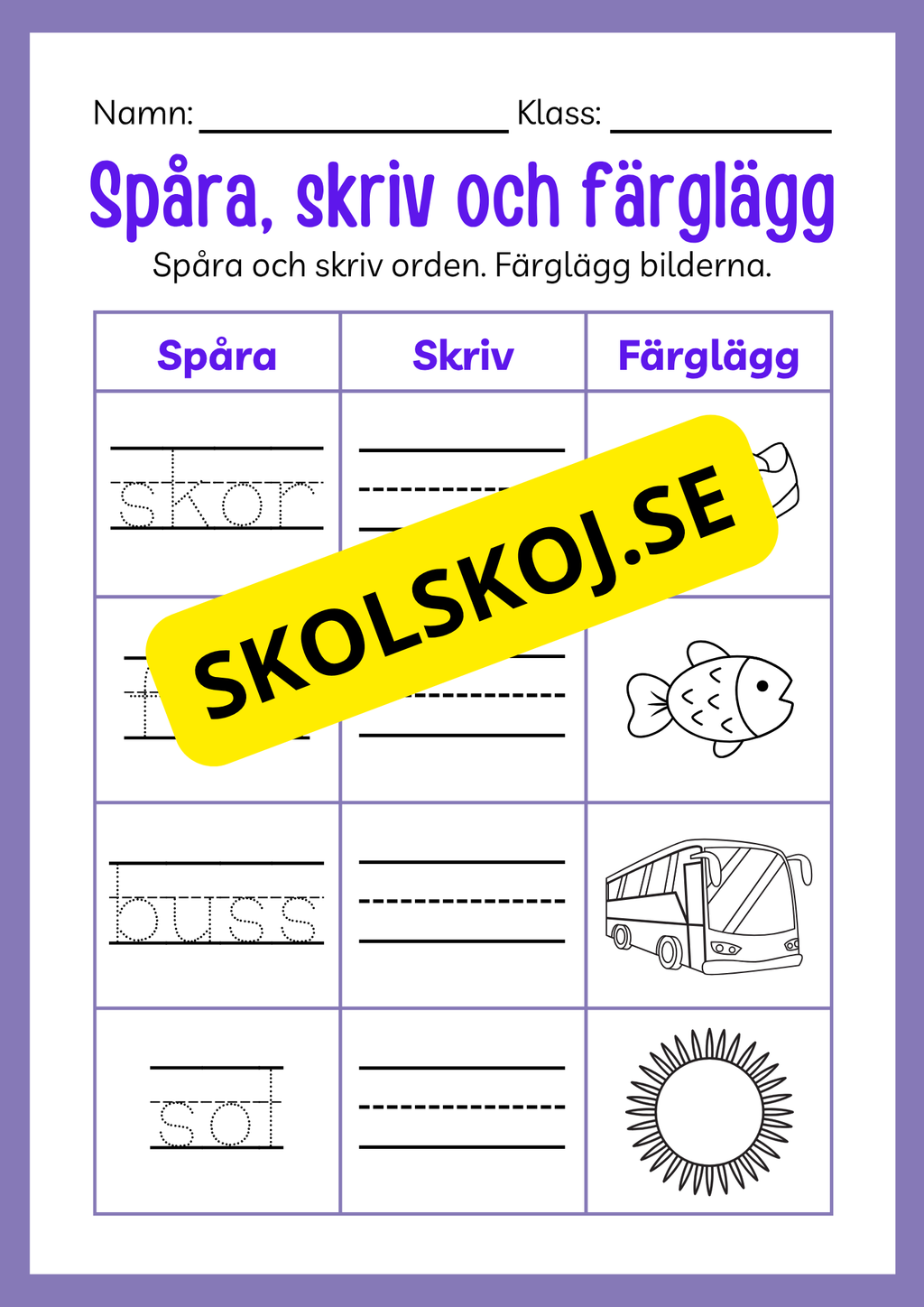 Spåra, skriv och färglägg - Häfte